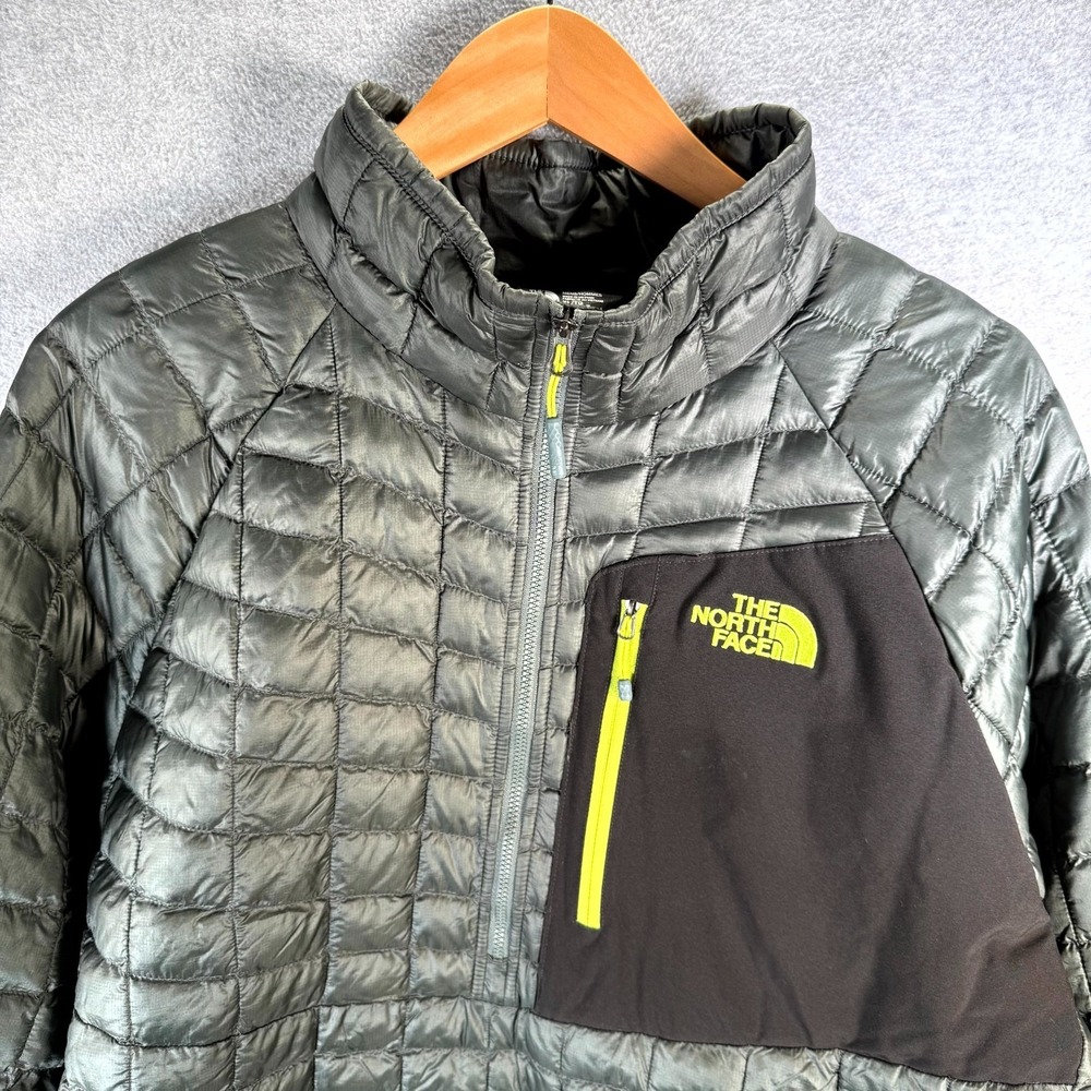 The North Face ThermoBall Jacket Mens XL Olive Gray Half Zip Mock Neck Pullover - Picture 2 of 11